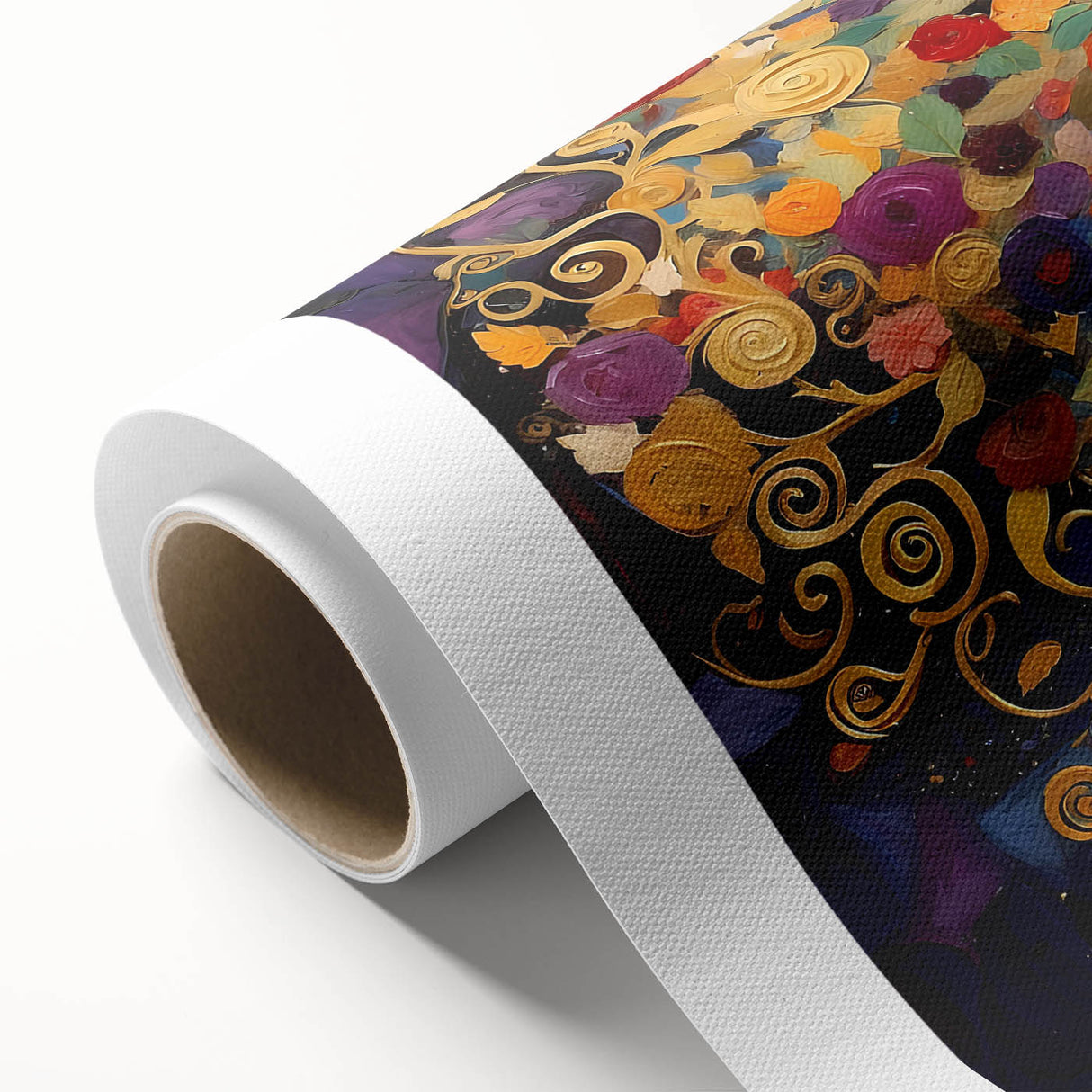 Abstract floral wall art on rolled canvas showcases vibrant colors of pink, blue, and green, perfect for modern home decor. Ideal for adding a touch of elegance to any room.