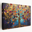 Abstract floral wall art printed on stretched canvas, showcasing vibrant colors and intricate patterns, ideal for modern home decor. The side view highlights its depth and texture, enhancing aesthetic appeal. Perfect for brightening living spaces or offices.