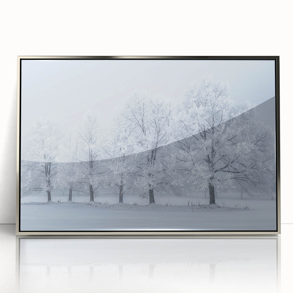 Framed abstract landscape wall art in silver acrylic, showcasing vibrant colors and fluid shapes, ideal for modern home decor and artistic interiors.