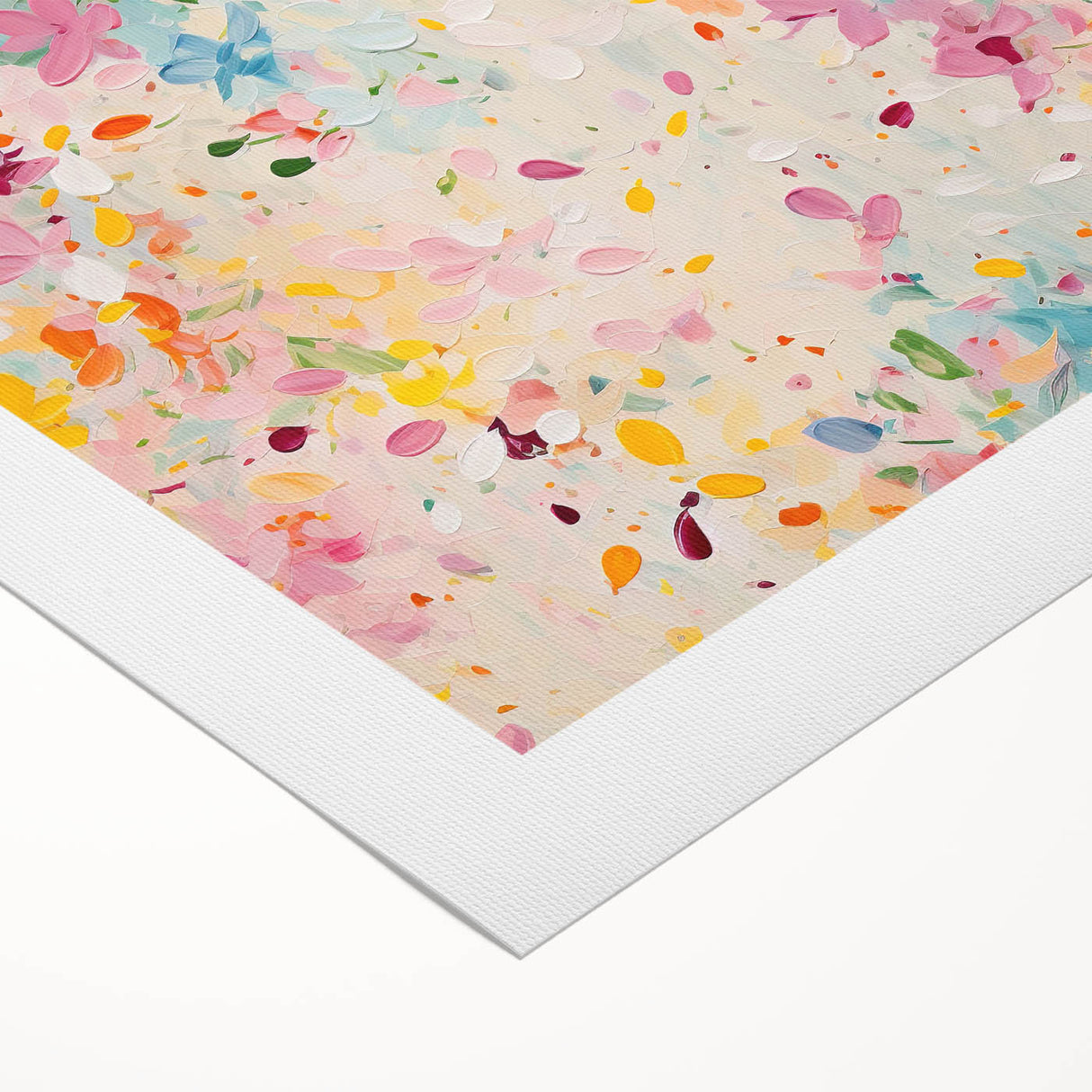 Abstract floral wall art on rolled canvas, showcasing vibrant colors and intricate patterns, perfect for enhancing modern home decor. Packaged securely in a cardboard tube for easy transportation.