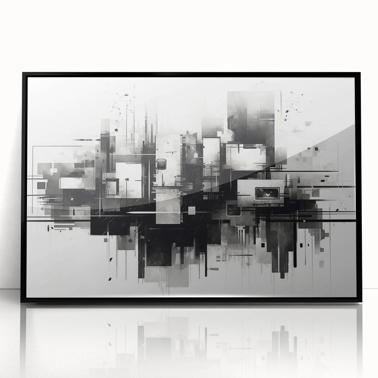 Futuristic Geometric Abstract Wall Art - Modern Bedroom Decor