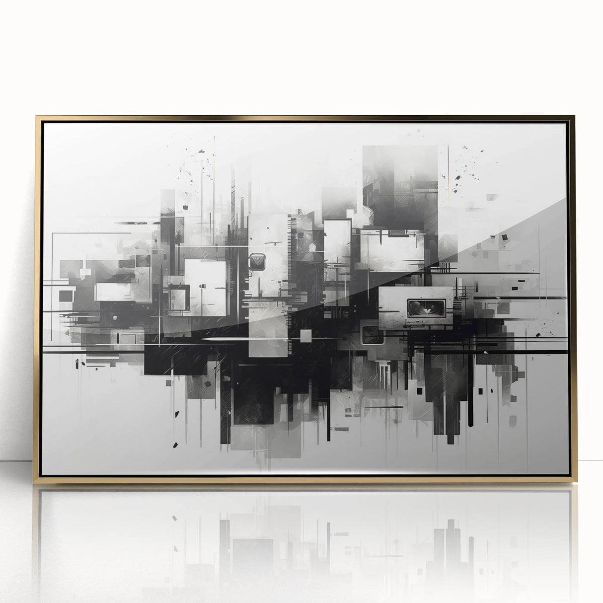 Futuristic Geometric Abstract Wall Art - Modern Bedroom Decor