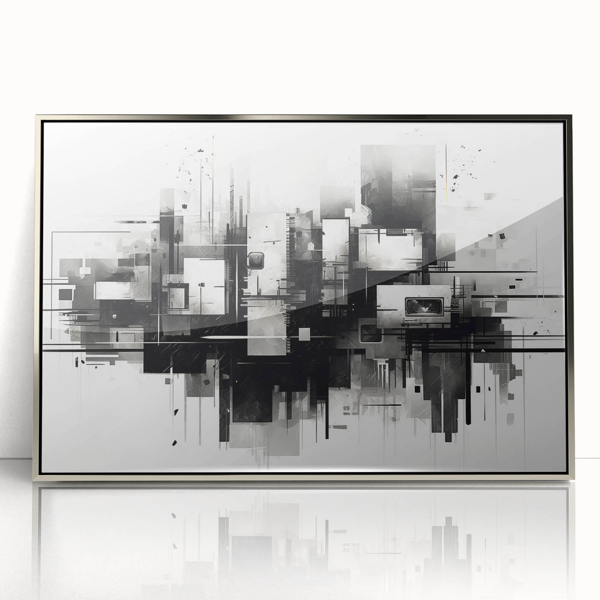 Futuristic Geometric Abstract Wall Art - Modern Bedroom Decor