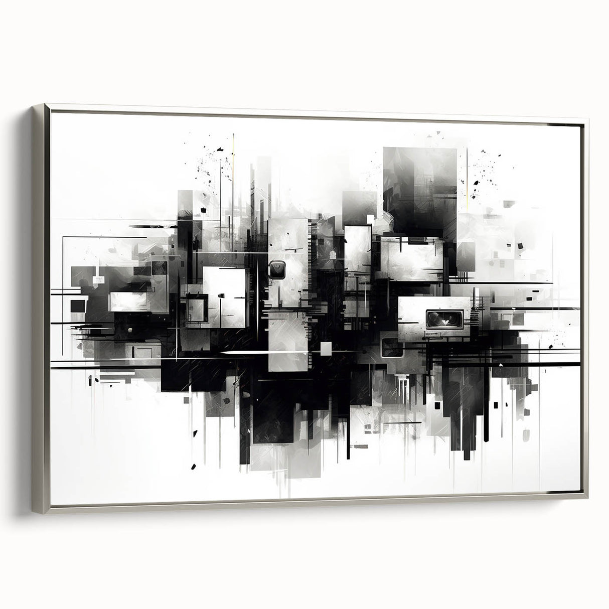 Futuristic Geometric Abstract Wall Art - Modern Bedroom Decor