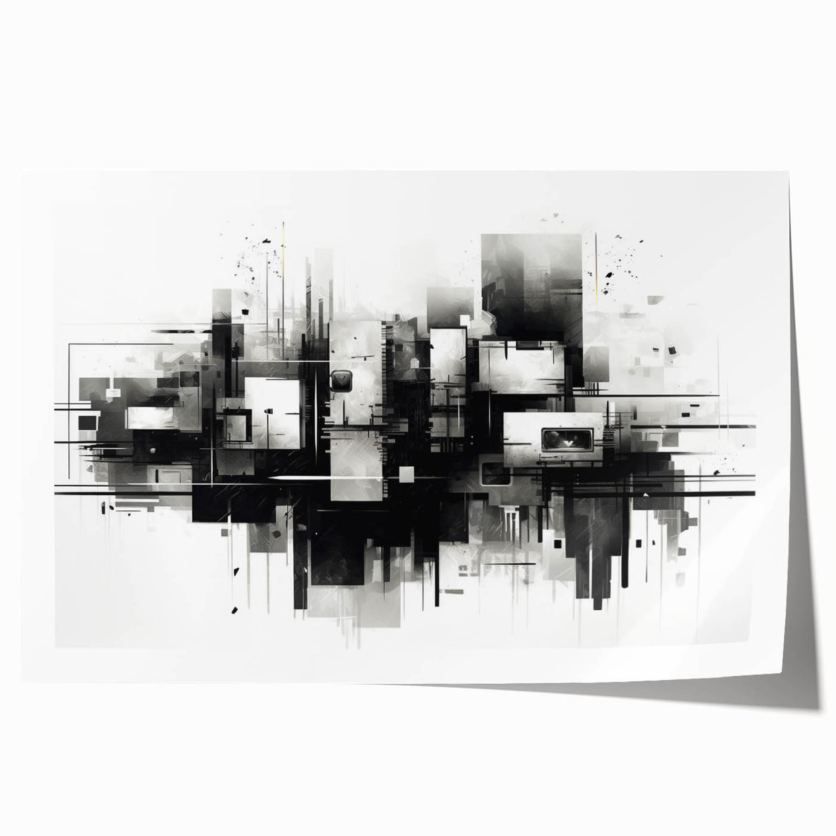 Futuristic Geometric Abstract Wall Art - Modern Bedroom Decor