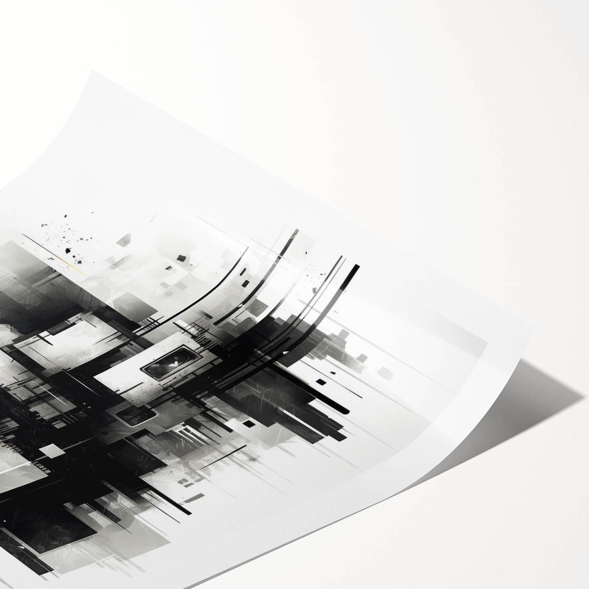 Futuristic Geometric Abstract Wall Art - Modern Bedroom Decor