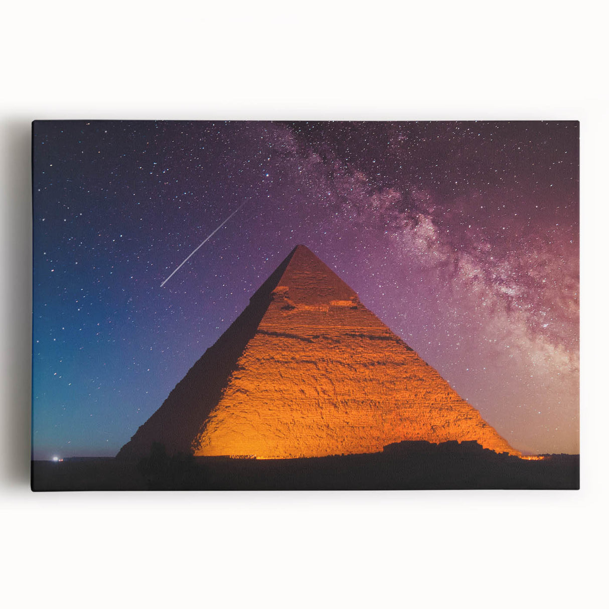 Large black and white canvas print of Egyptian landscape, ideal for kitchen wall art.