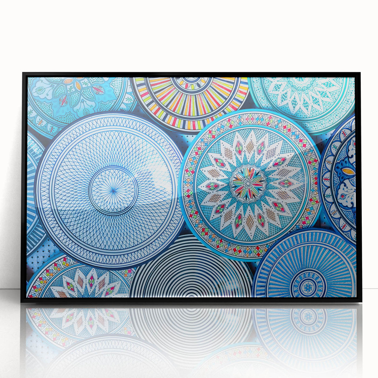 Large abstract wall art depicting a Moroccan landscape in muted earth tones on a framed acrylic.