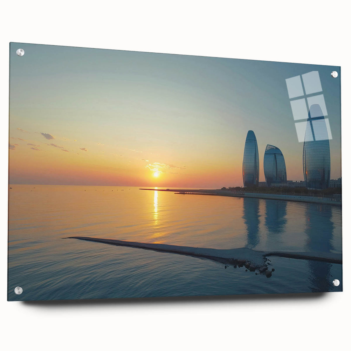 Large abstract wall art depicting vibrant scenes from Asia on acrylic glass, suited for bedroom or dining room decor.