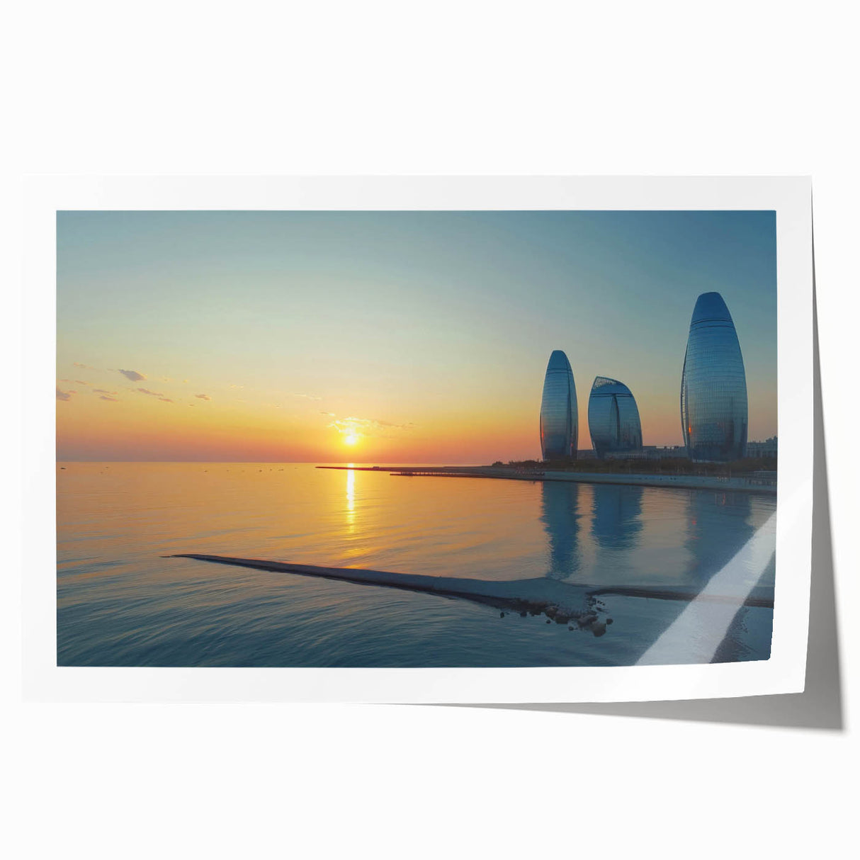 Extra large rolled print of an Azerbaijani landscape with soft floral elements in muted earth tones.