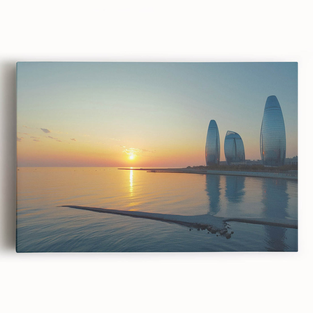 Black and white stretched canvas featuring a large Asian landscape, ideal for kitchen wall art.