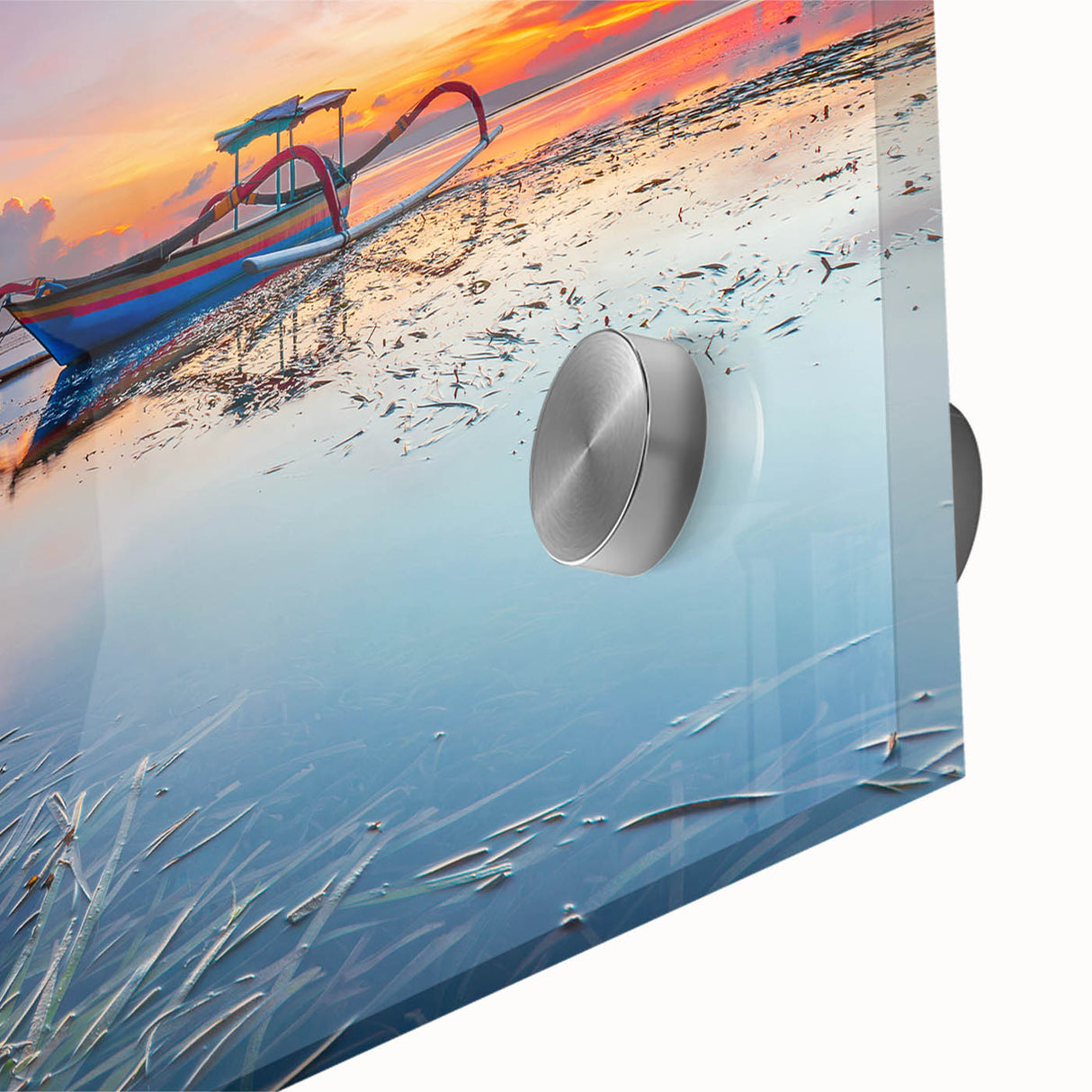 Large abstract wall art depicting an Indonesian landscape in muted earth tones on acrylic glass, ideal for dining room art.