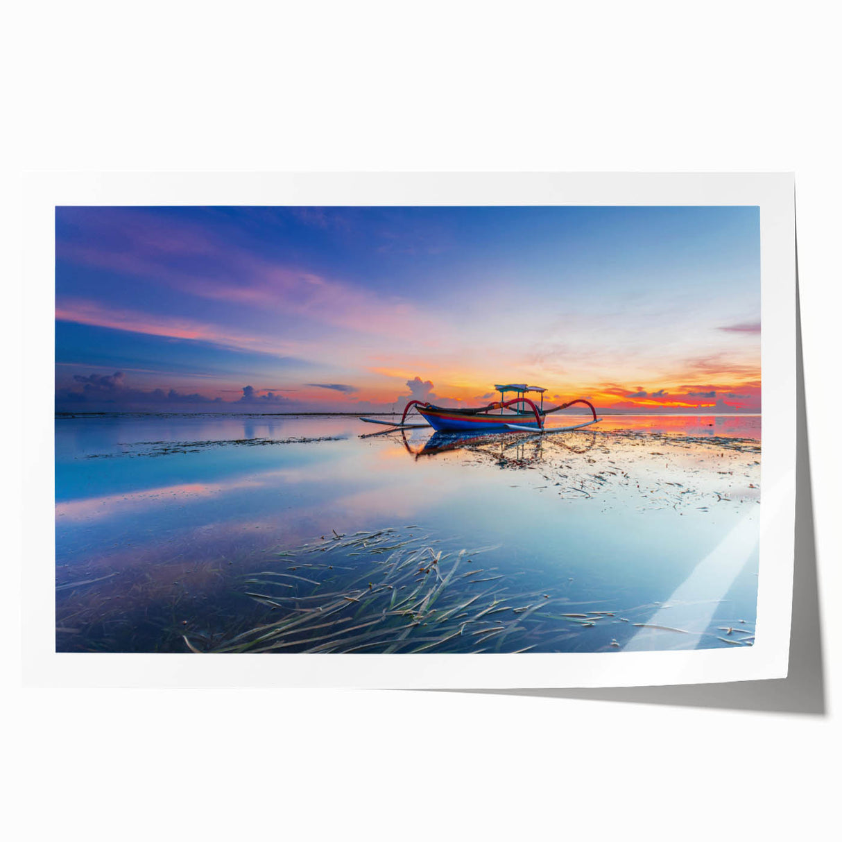 Extra large rolled print featuring a serene Indonesian landscape with vibrant green hues, ideal for art wall dining room.