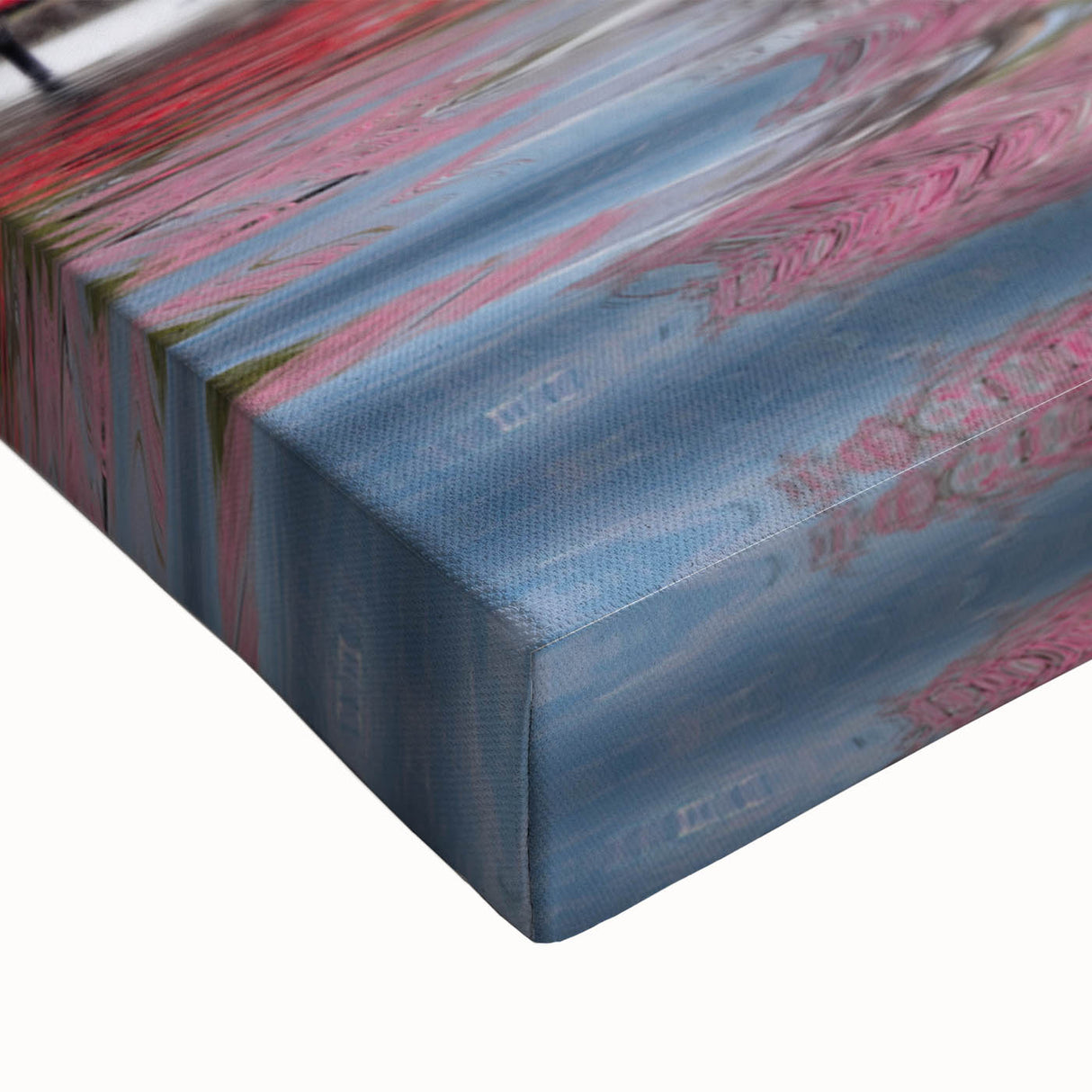 Large art depicting a black and white Japanese landscape painting on stretched canvas, ideal for bedroom decor.