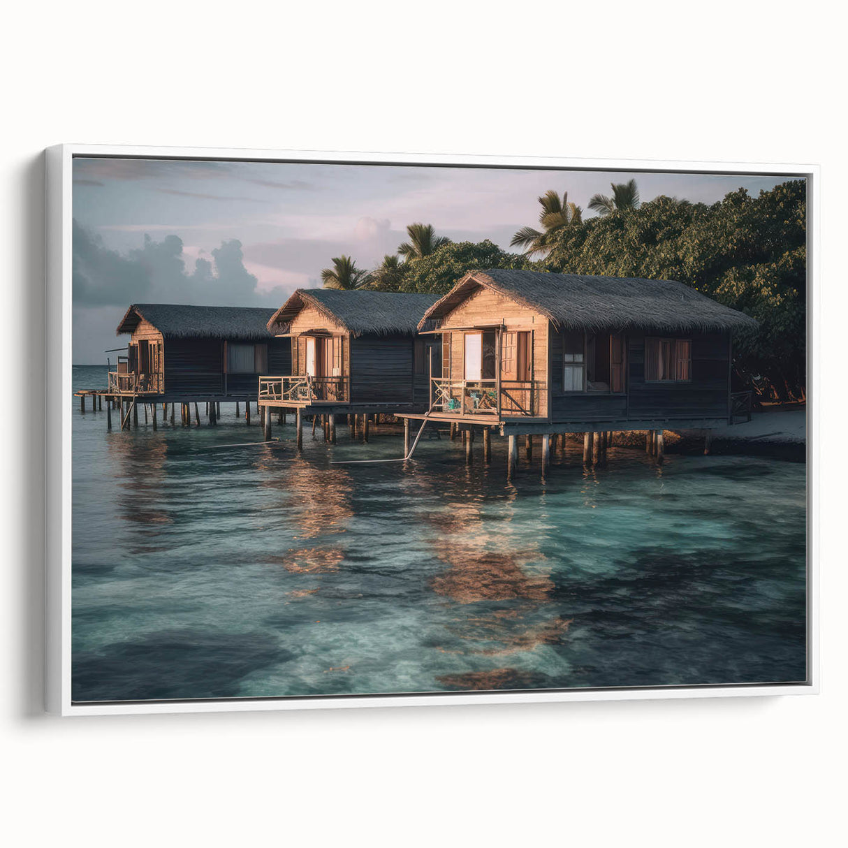 Vintage poster art of a Malaysian landscape in colorful tones on a large framed canvas, ideal for living room decor.