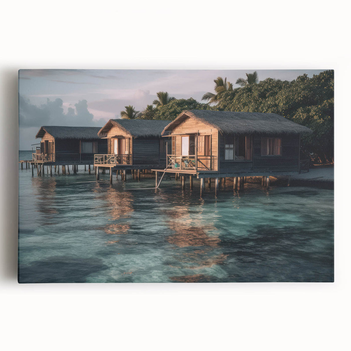 Black and white large art print of a Malaysian landscape on stretched canvas, ideal for kitchen wall art.