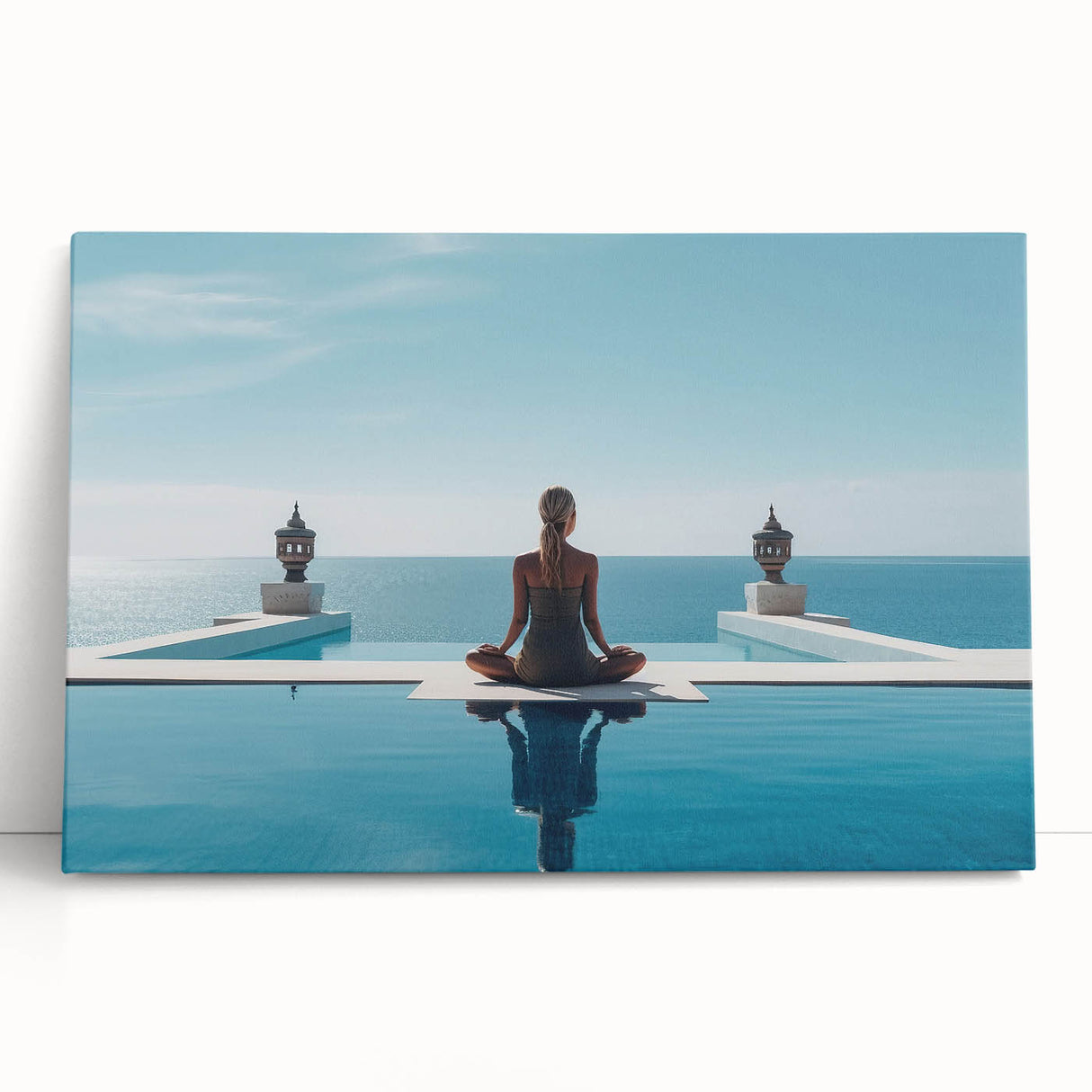 Black and white photograph of Maldives scenery on stretched canvas, ideal for kitchen wall art or bedroom ambiance.