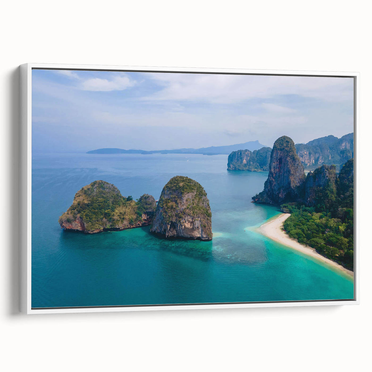 Extra large framed canvas of vintage poster art featuring a colorful Thai scenery, ideal for living room decor.
