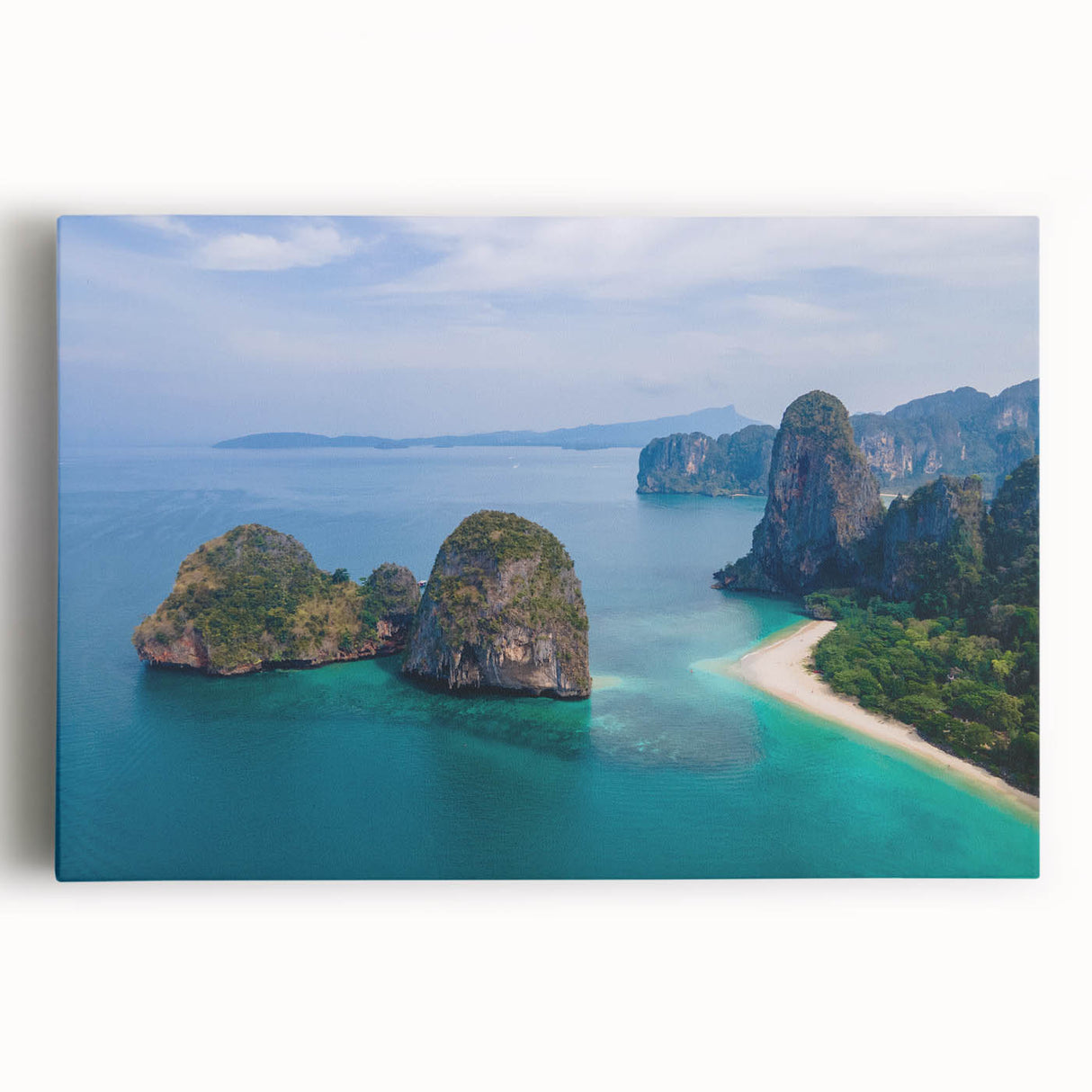 Black and white large canvas print of a serene Thai landscape, ideal for kitchen wall art.