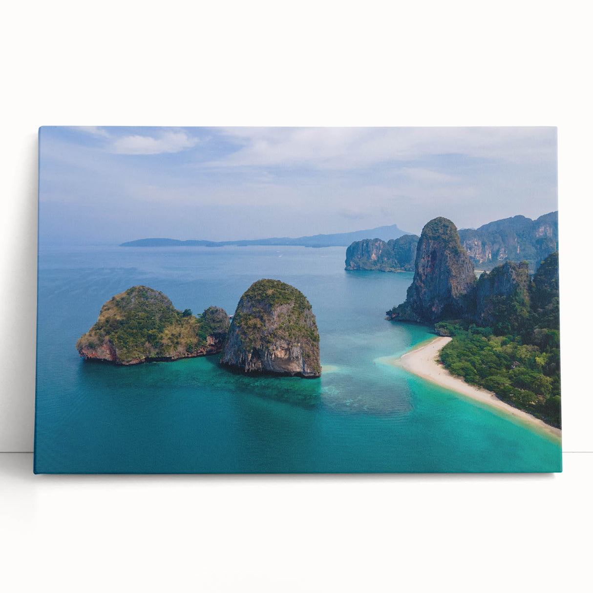 Black and white photo of a serene Thai landscape on stretched canvas, ideal for kitchen wall art.