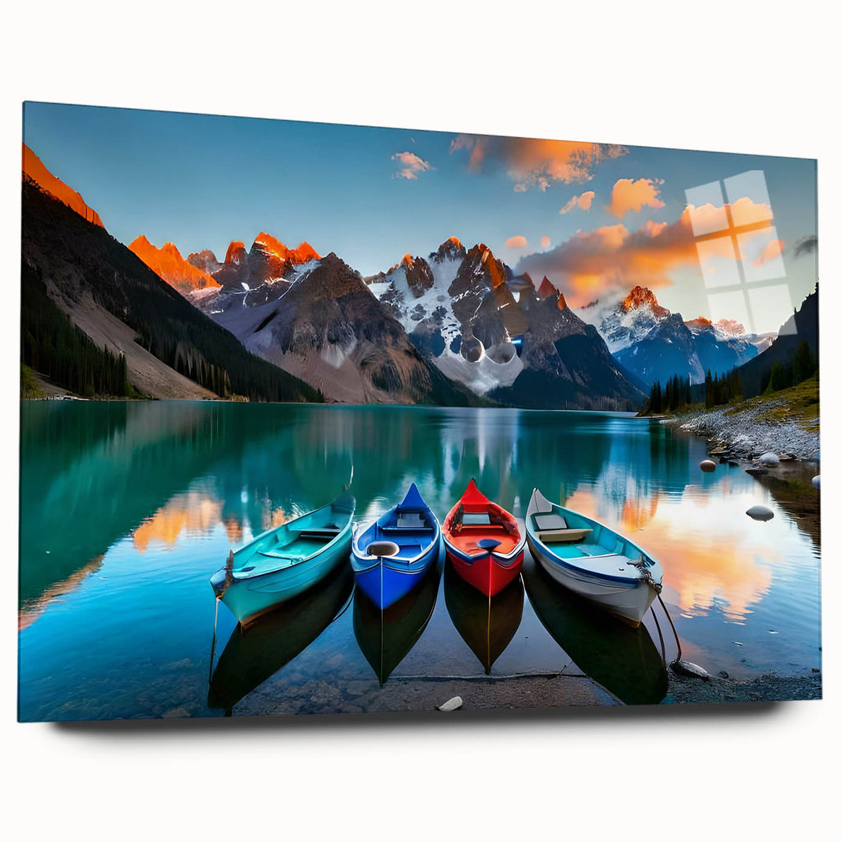 Acrylic print of a large abstract depiction of Alberta, Canada scenery in muted earth tones.