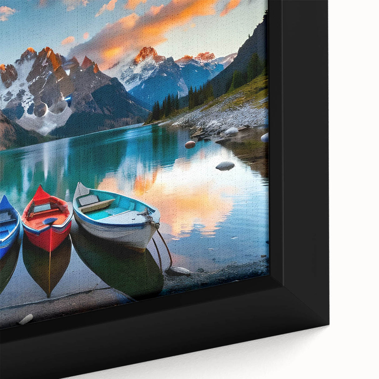Extra large framed canvas featuring a textured depiction of Alberta, Canada scenery in black with colorful art accents.