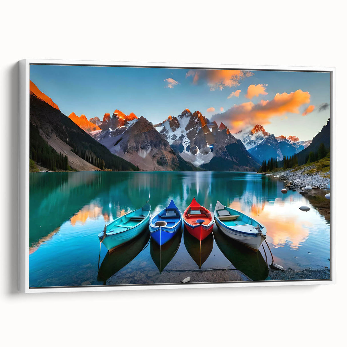 Vintage poster art of Alberta, Canada scenery on framed canvas, featuring a colorful palette, ideal for living room decor.