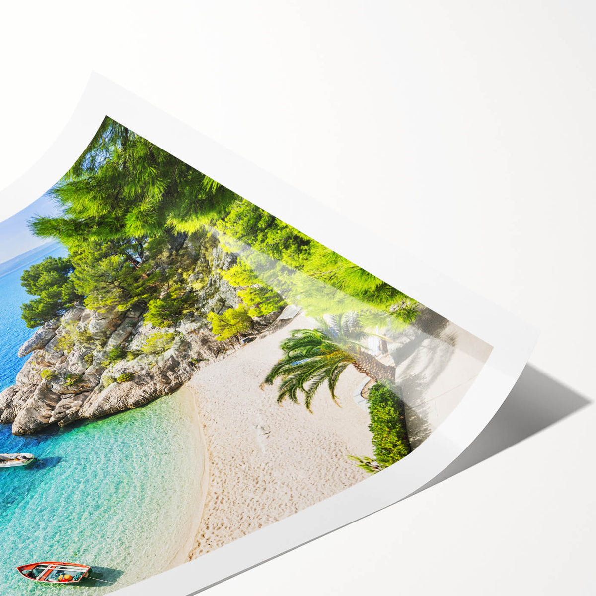 Extra large wall art featuring line art flowers in a Croatian landscape, printed on rolled canvas.