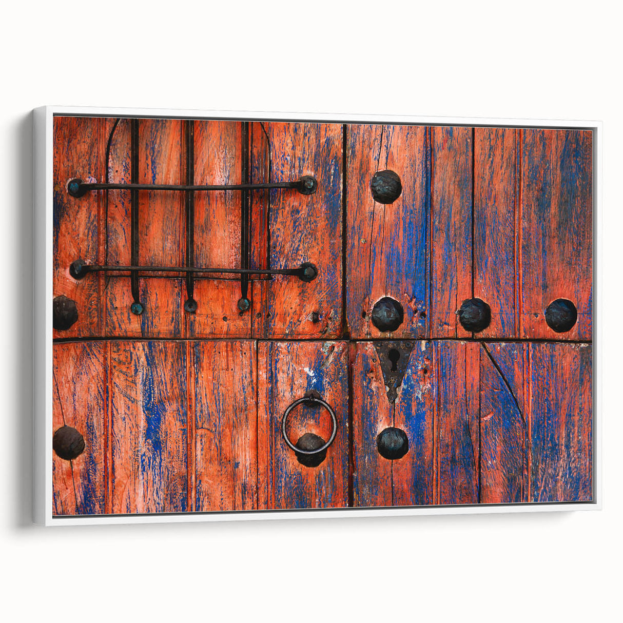 Vintage poster art of Baja California scenery on framed canvas, featuring vibrant colors on a black background.