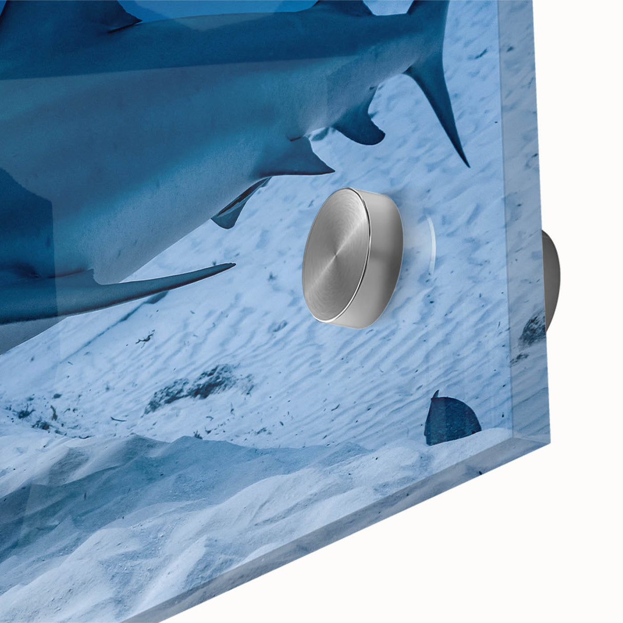 Large abstract wall art depicting Quintana Roo scenery in mid-century modernist style on acrylic glass.