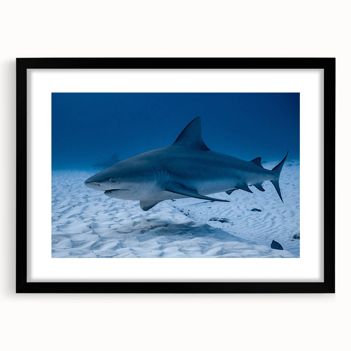 Colorful abstract art print of Quintana Roo scenery on a textured, extra-large canvas, framed in black.