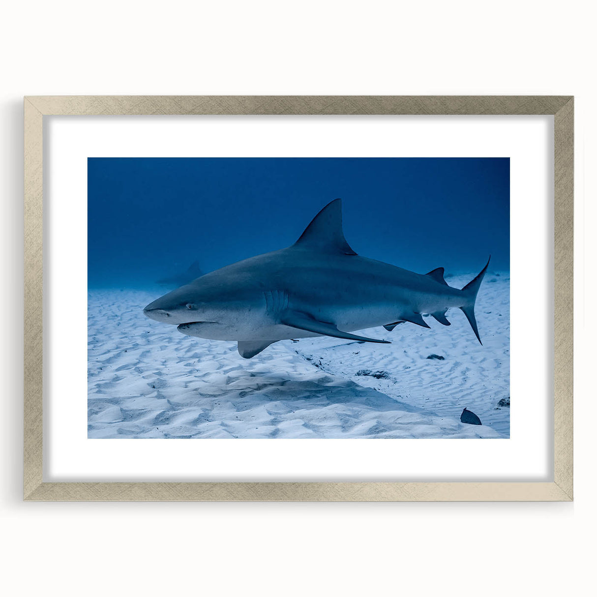 Textured abstract art print of Quintana Roo scenery in muted earth tones, framed in silver, ideal for bedroom art.