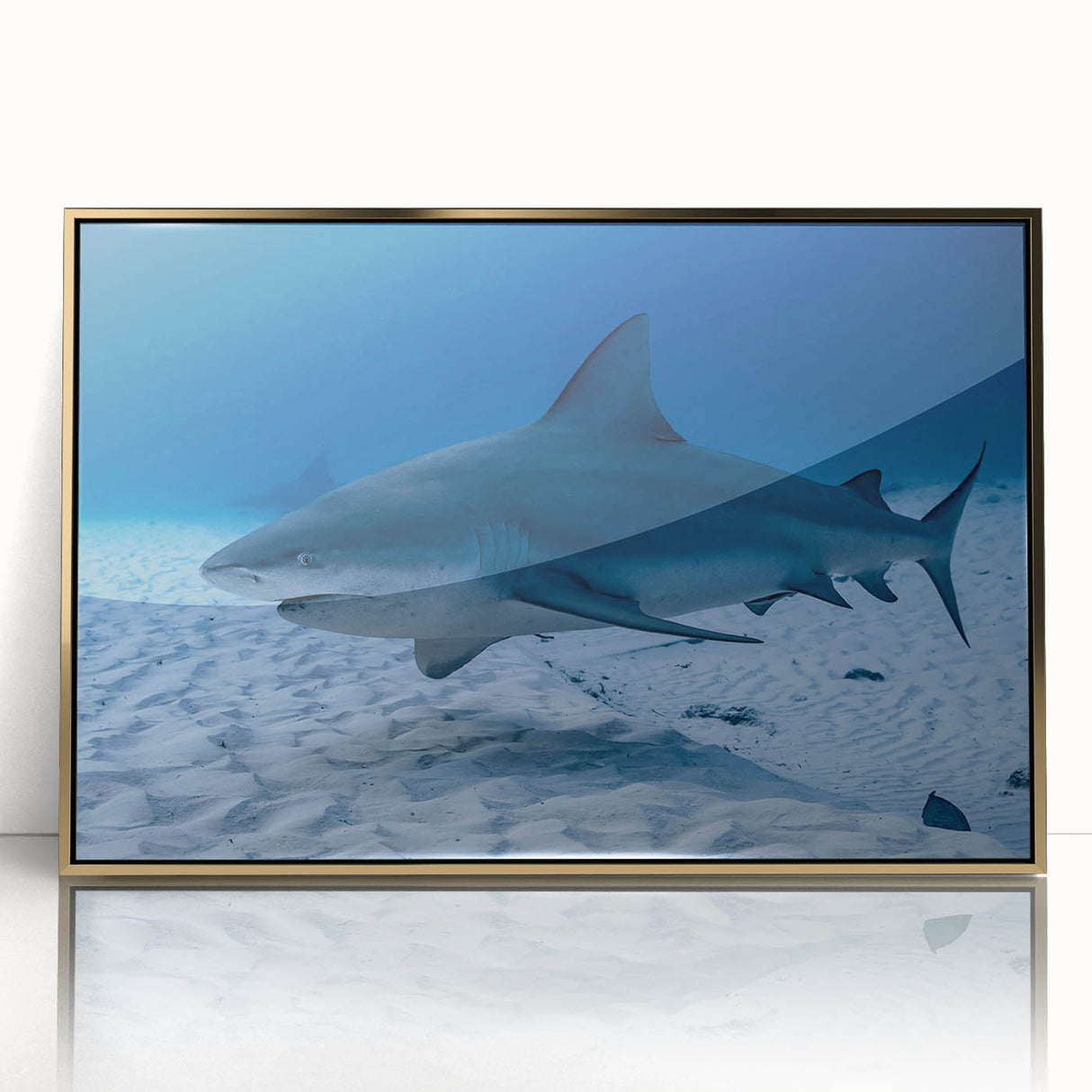 Large art print of Quintana Roo scenery in Mexico, depicted in mid-century modernist style with vibrant greens and blues.