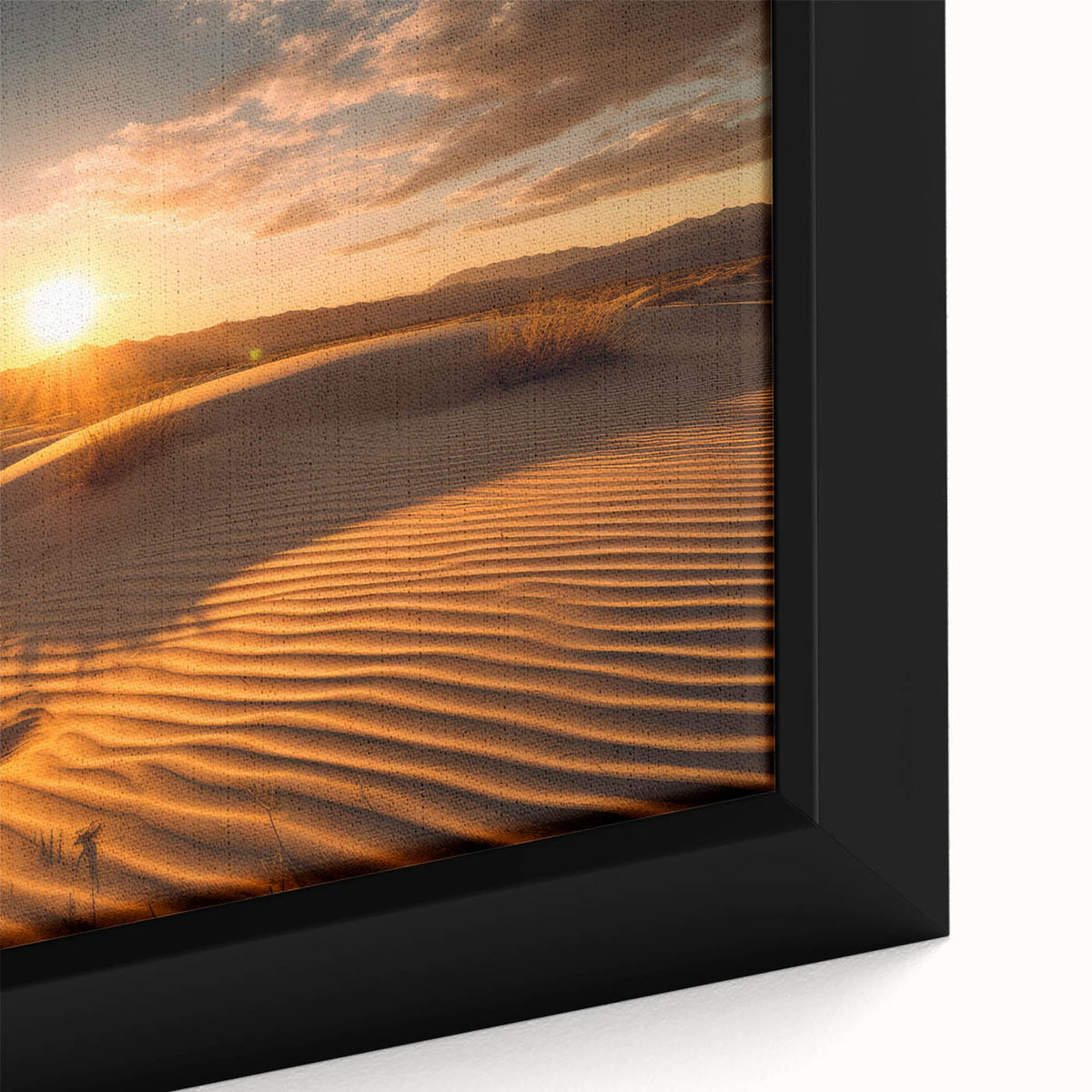 Extra large framed canvas of a textured Dubai skyline in black with colorful accents, ideal for living room decor.