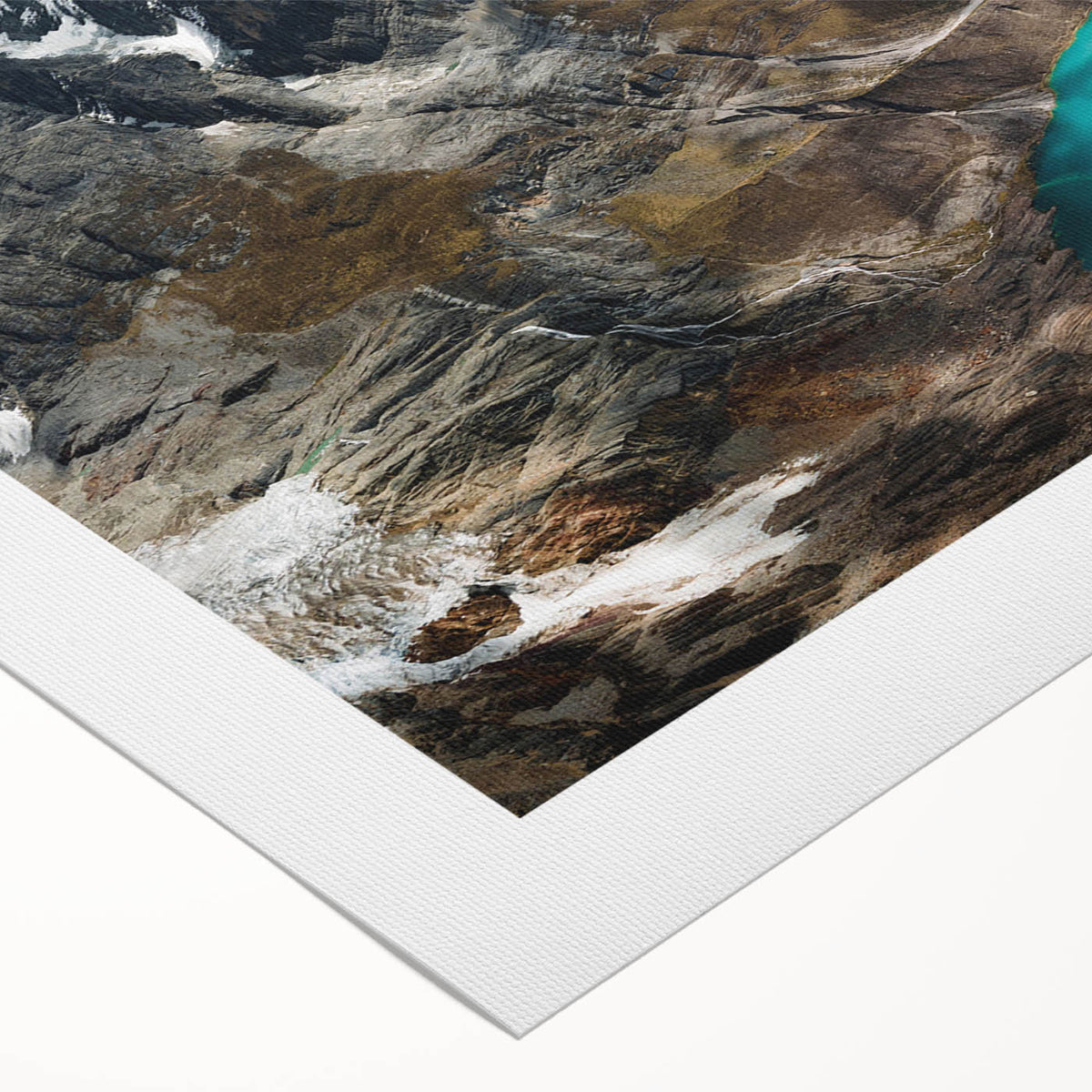 Art deco poster featuring a serene Peruvian landscape in muted earth tones on rolled canvas, suitable for dining room decor.