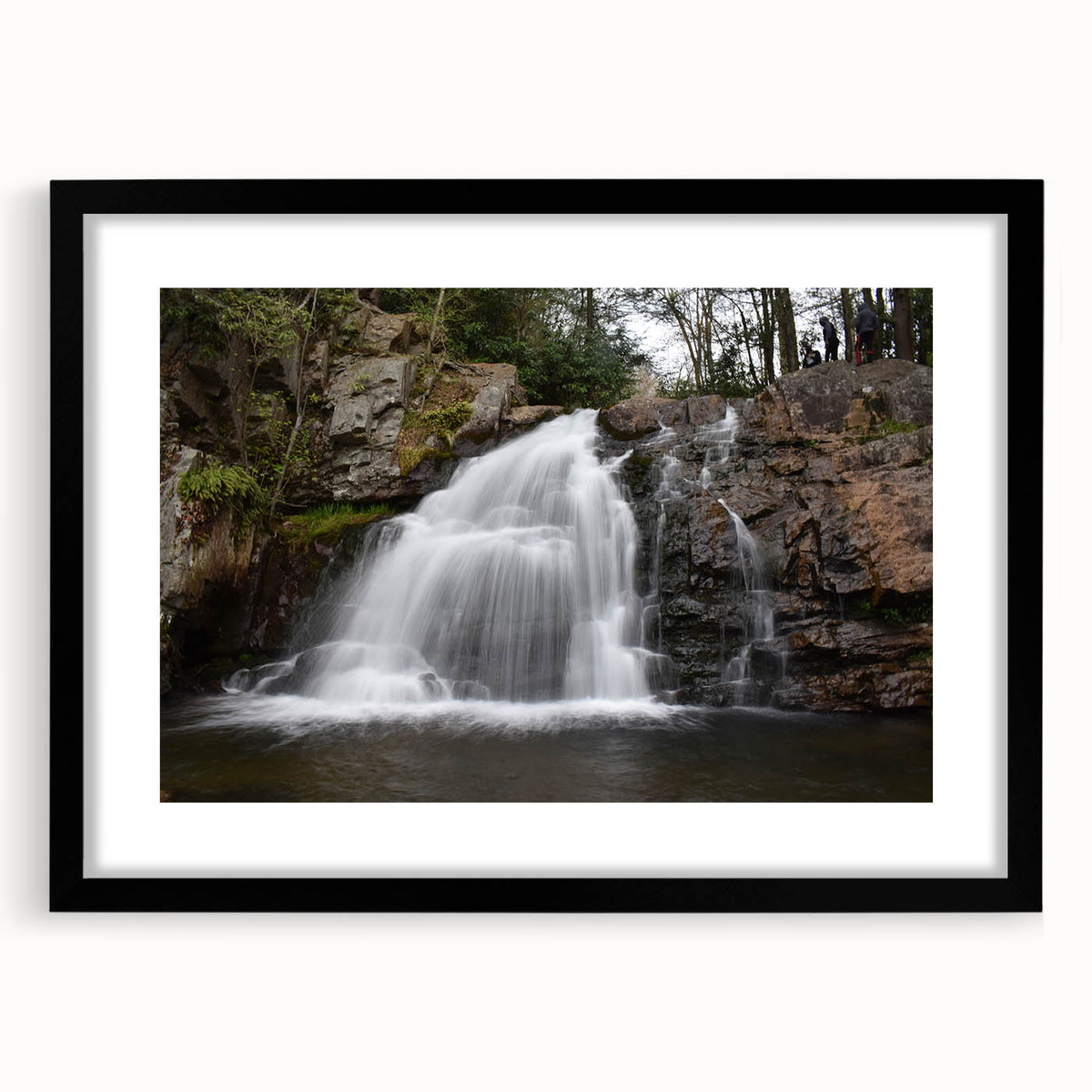 Abstract art print of colorful, textured scenery in Pennsylvania on a large canvas with a black frame.