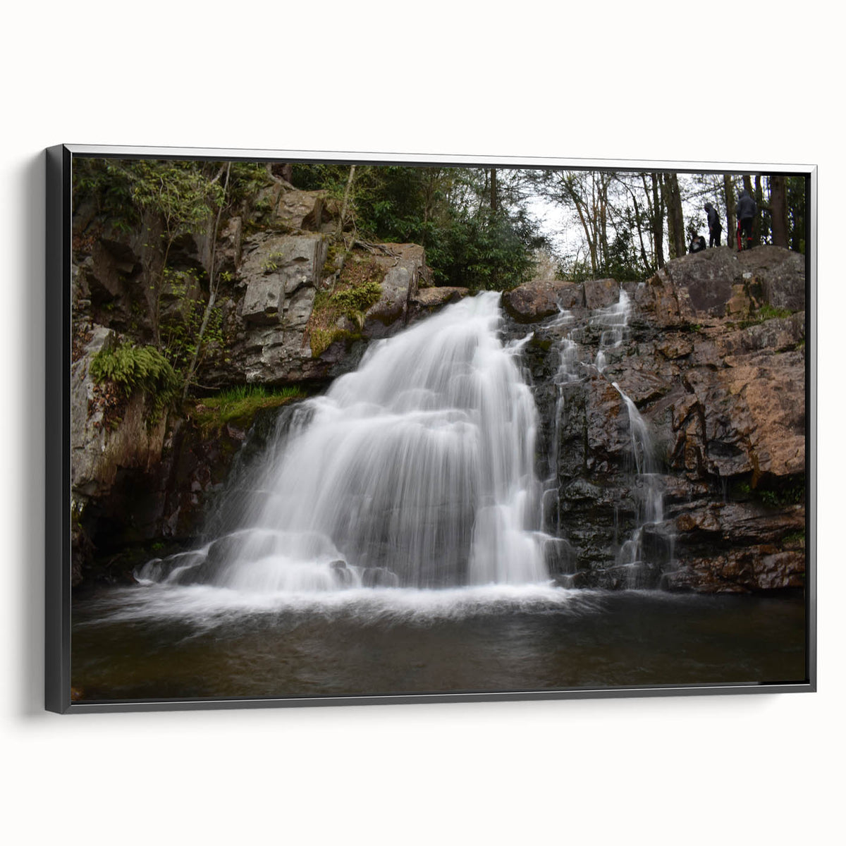 Black and white landscape art painting of Pennsylvania scenery on framed canvas, suitable for bedroom decor.