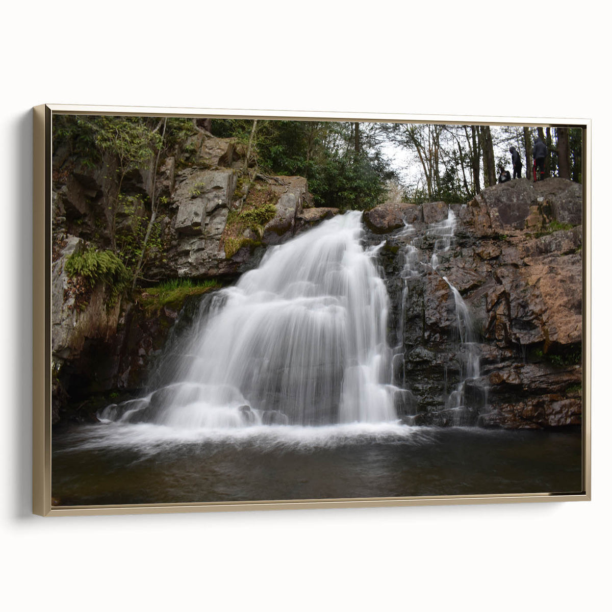 Framed canvas depicting a vintage-style Pennsylvania landscape in muted gold and black tones, ideal for bedroom wall art.