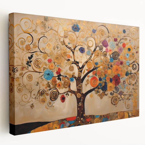 Abstract floral wall art on stretched canvas showcasing vibrant colors and intricate designs, ideal for home decor or artistic enhancement of living spaces.