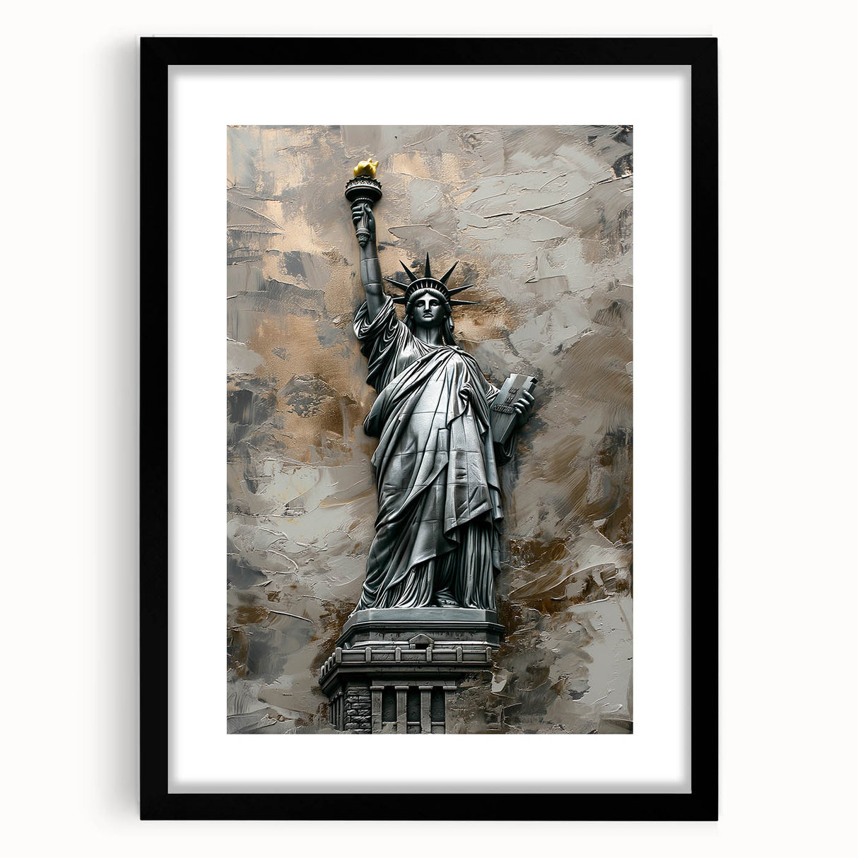 Abstract landscape wall art framed with a black mat, showcasing vibrant colors and dynamic shapes, ideal for modern home decor and artistic ambiance.