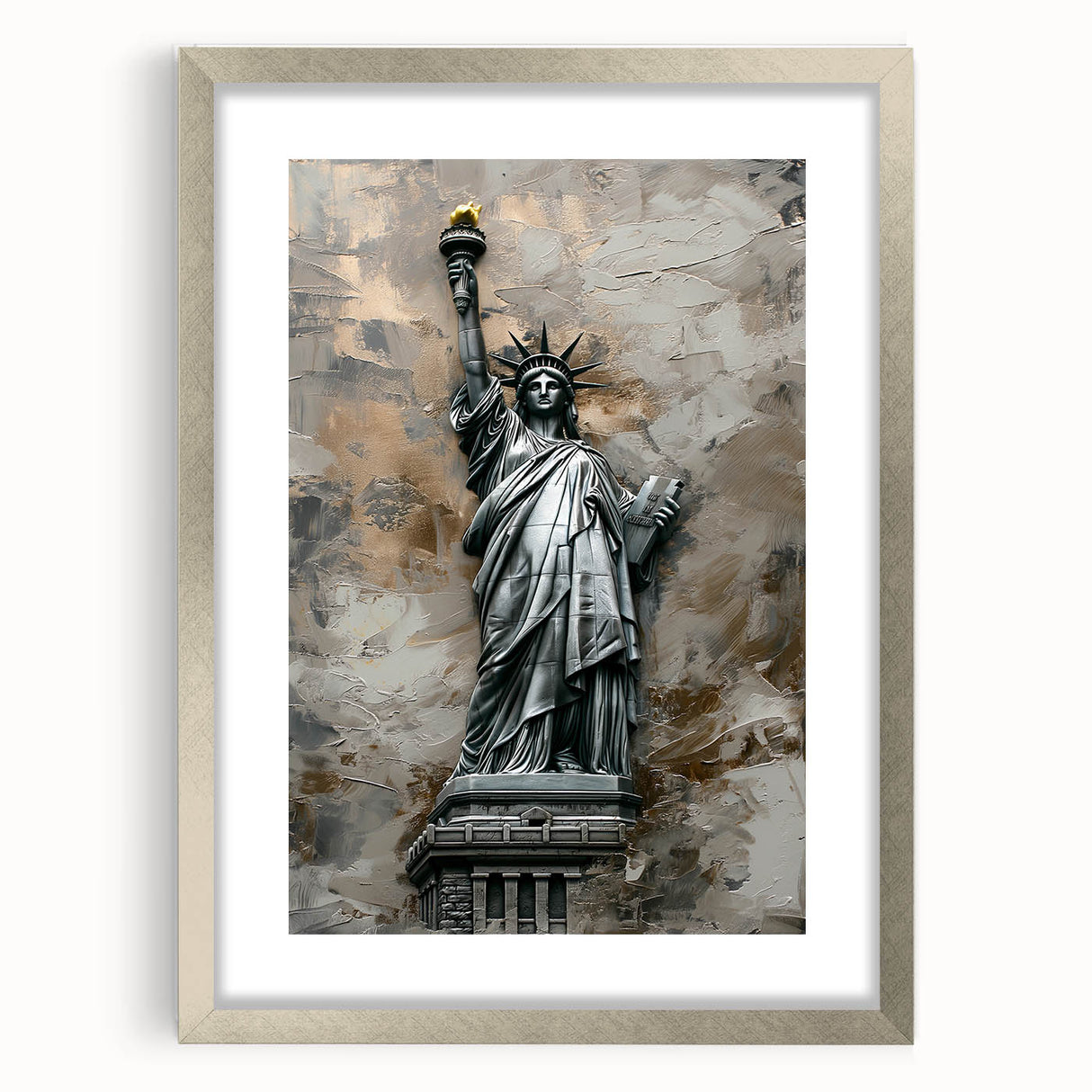 Abstract landscape wall art framed in silver with a mat, showcasing vibrant colors and dynamic shapes, perfect for modern home decor.