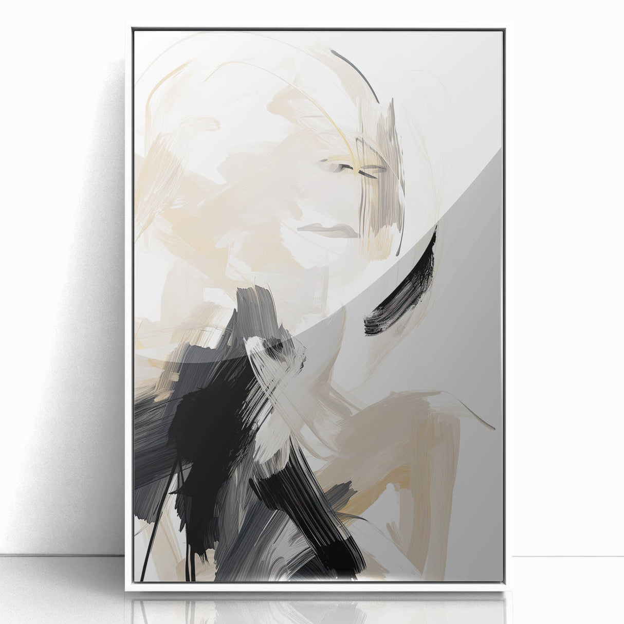 Framed abstract minimalist wall art featuring a white acrylic design, perfect for modern decor. This piece adds a touch of elegance to any living space.