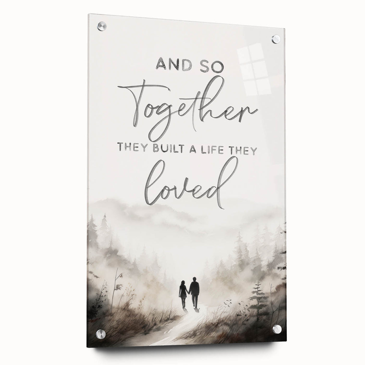 Romantic Typography Art Print - "Together They Loved" Canvas