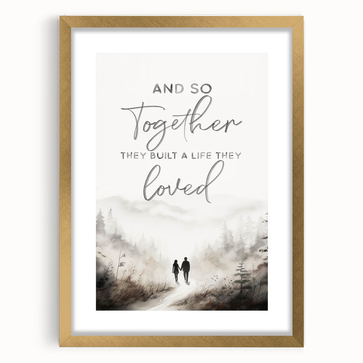 Romantic Typography Art Print - "Together They Loved" Canvas