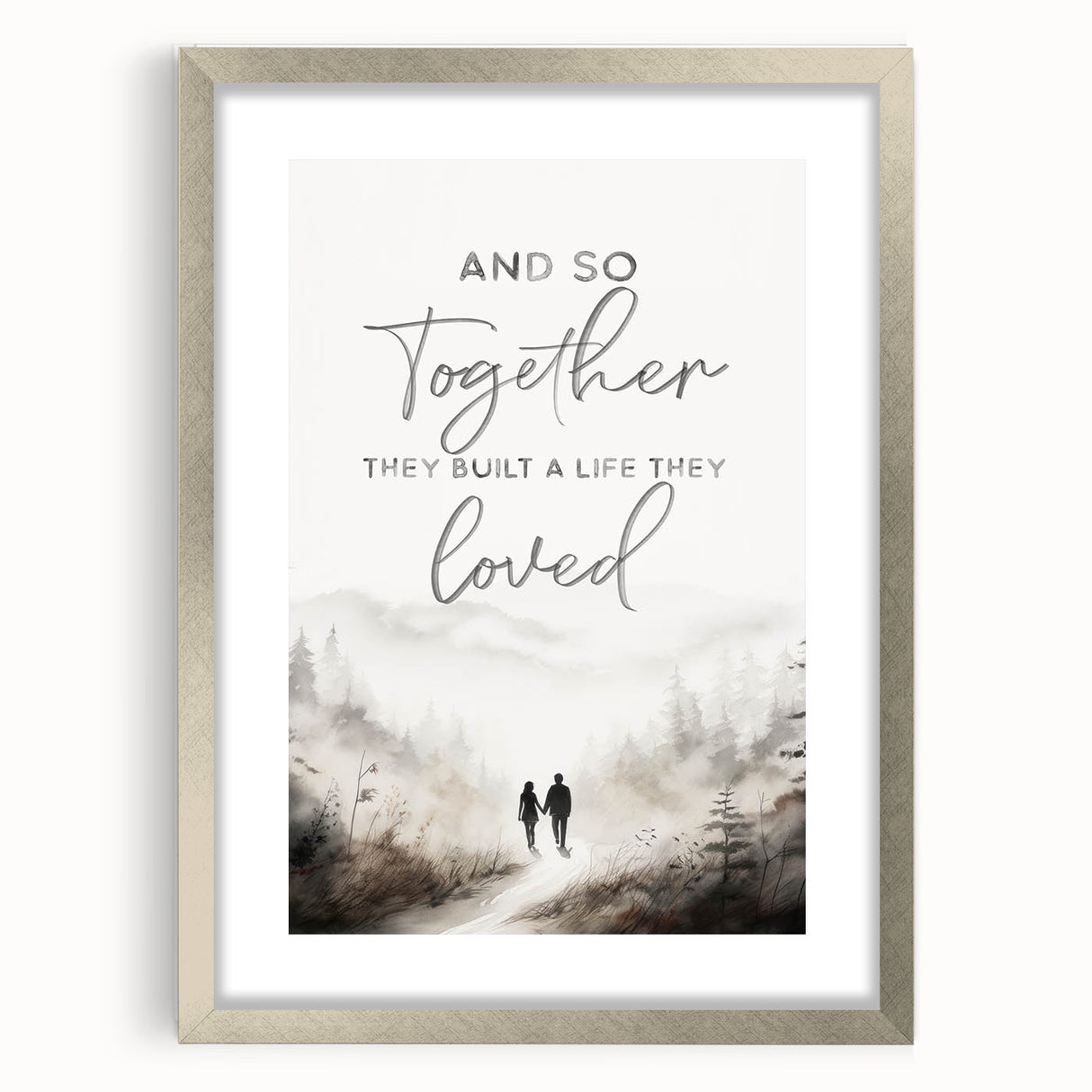 Romantic Typography Art Print - "Together They Loved" Canvas