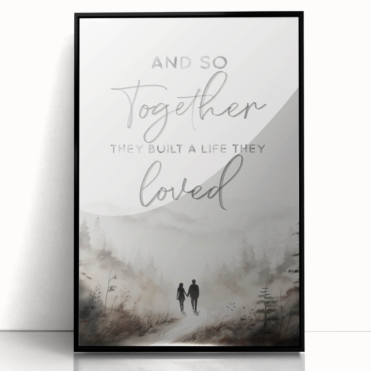 Romantic Typography Art Print - "Together They Loved" Canvas