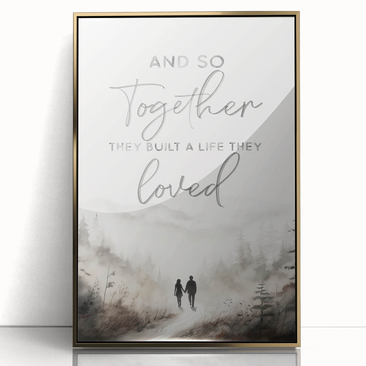 Romantic Typography Art Print - "Together They Loved" Canvas
