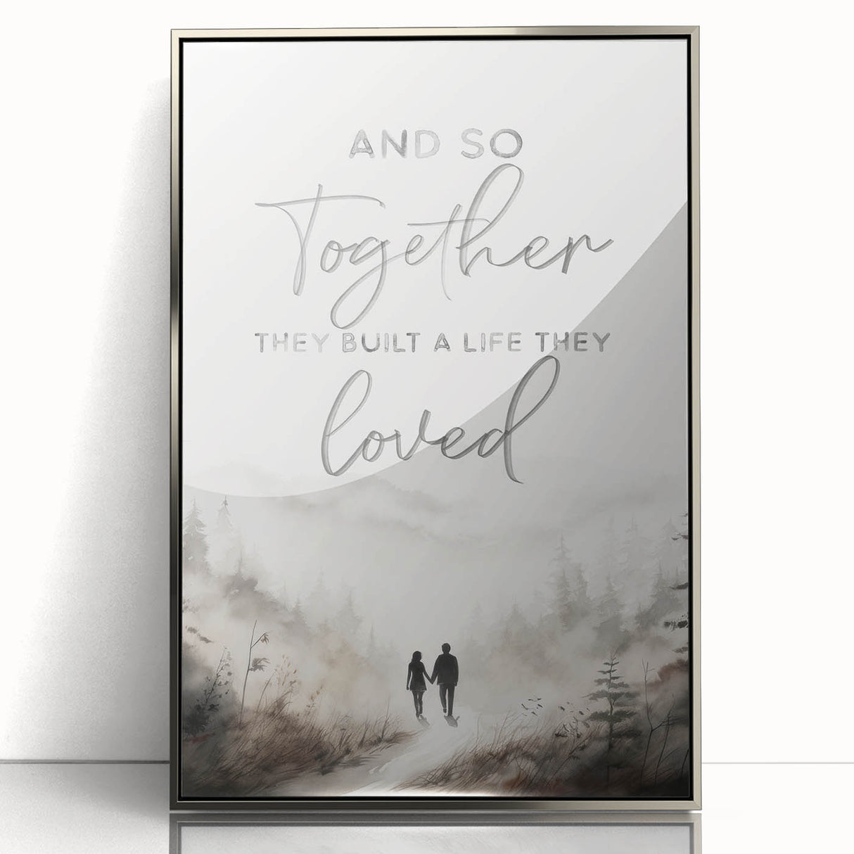 Romantic Typography Art Print - "Together They Loved" Canvas