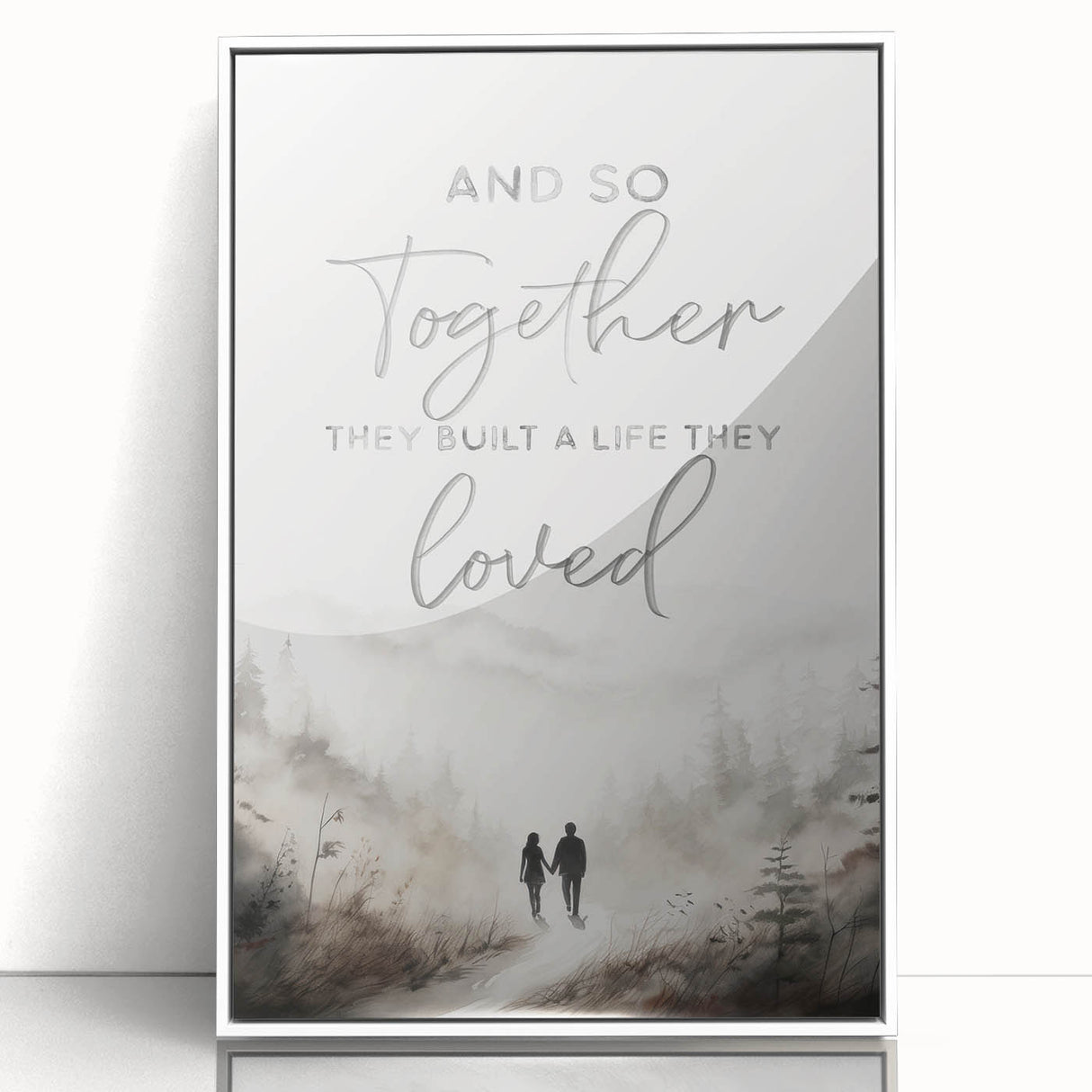 Romantic Typography Art Print - "Together They Loved" Canvas