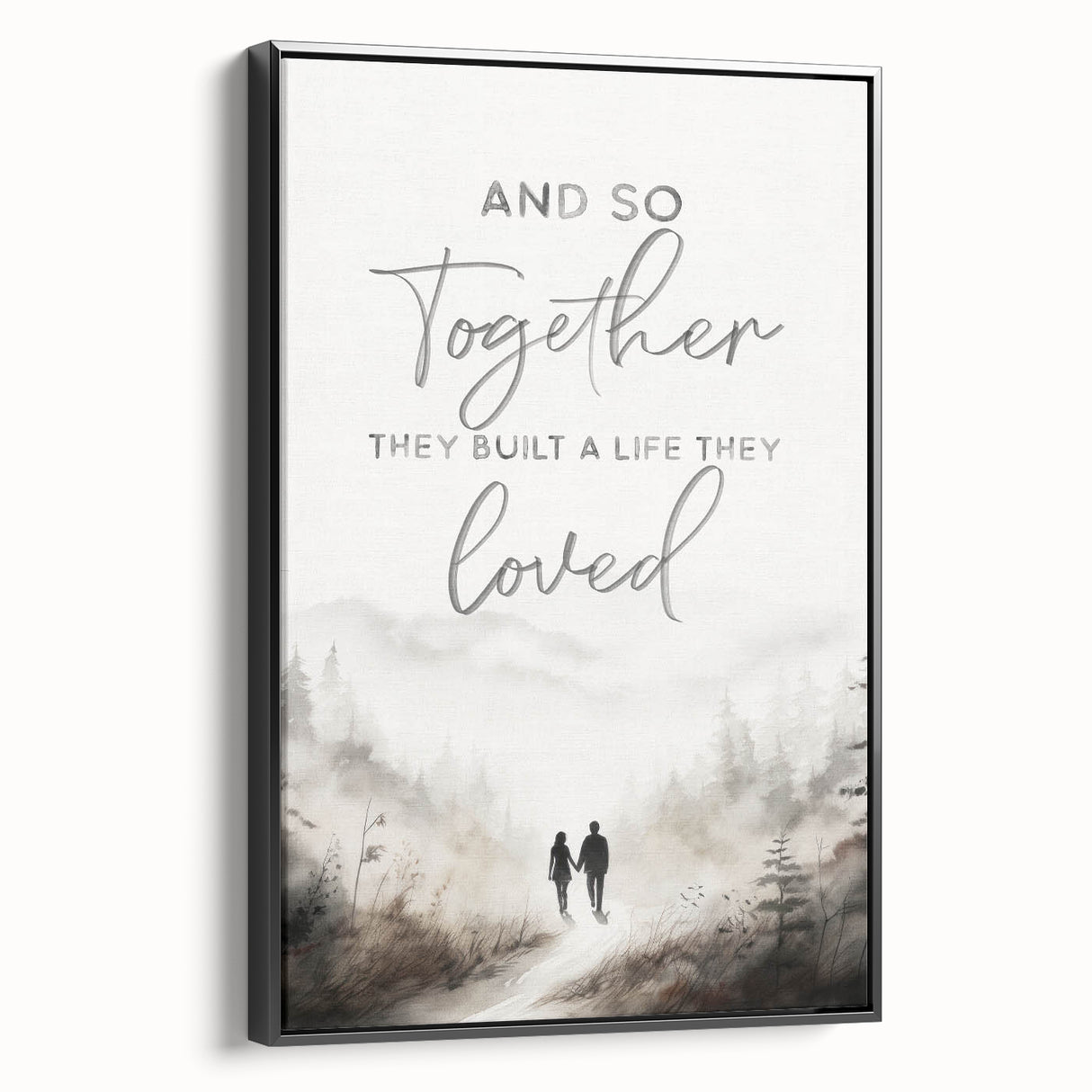 Romantic Typography Art Print - "Together They Loved" Canvas